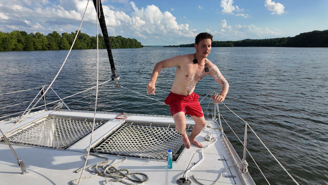 Tennessee River anchored for the night and baths from the boat